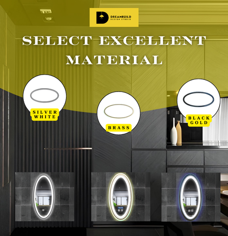 SMART MIRROR Out-light Oval | LED lights with Defogging, and Time Display