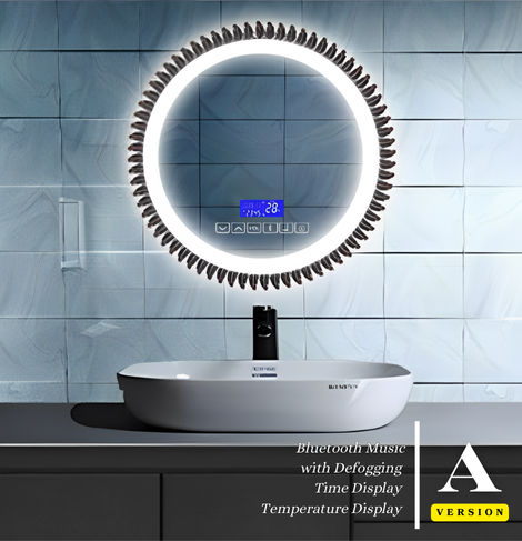 SMART MIRROR Style Series | LED lights with Defogging, Bluetooth Music, Time and Temperature Display