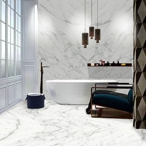 Normal Sintered Stone Slab - "Carrara White | AB" Stone Pattern