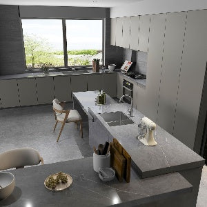 Normal Sintered Stone Slab - "Armani Dark Gray" Stone Pattern