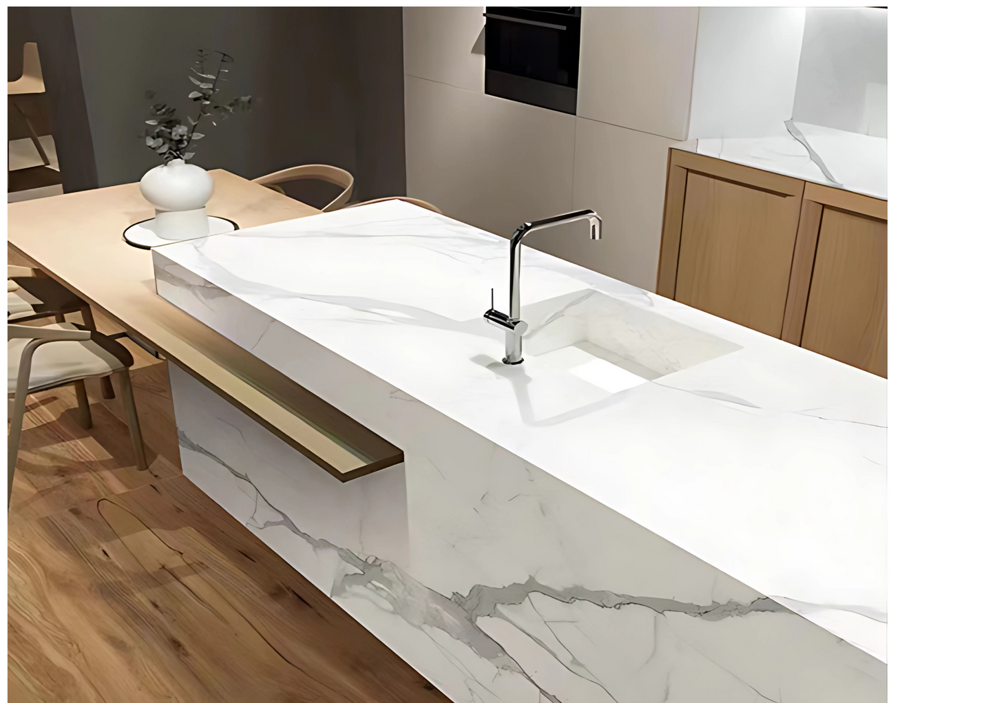 Normal Sintered Stone Slab - "Evening Snow" Stone Pattern