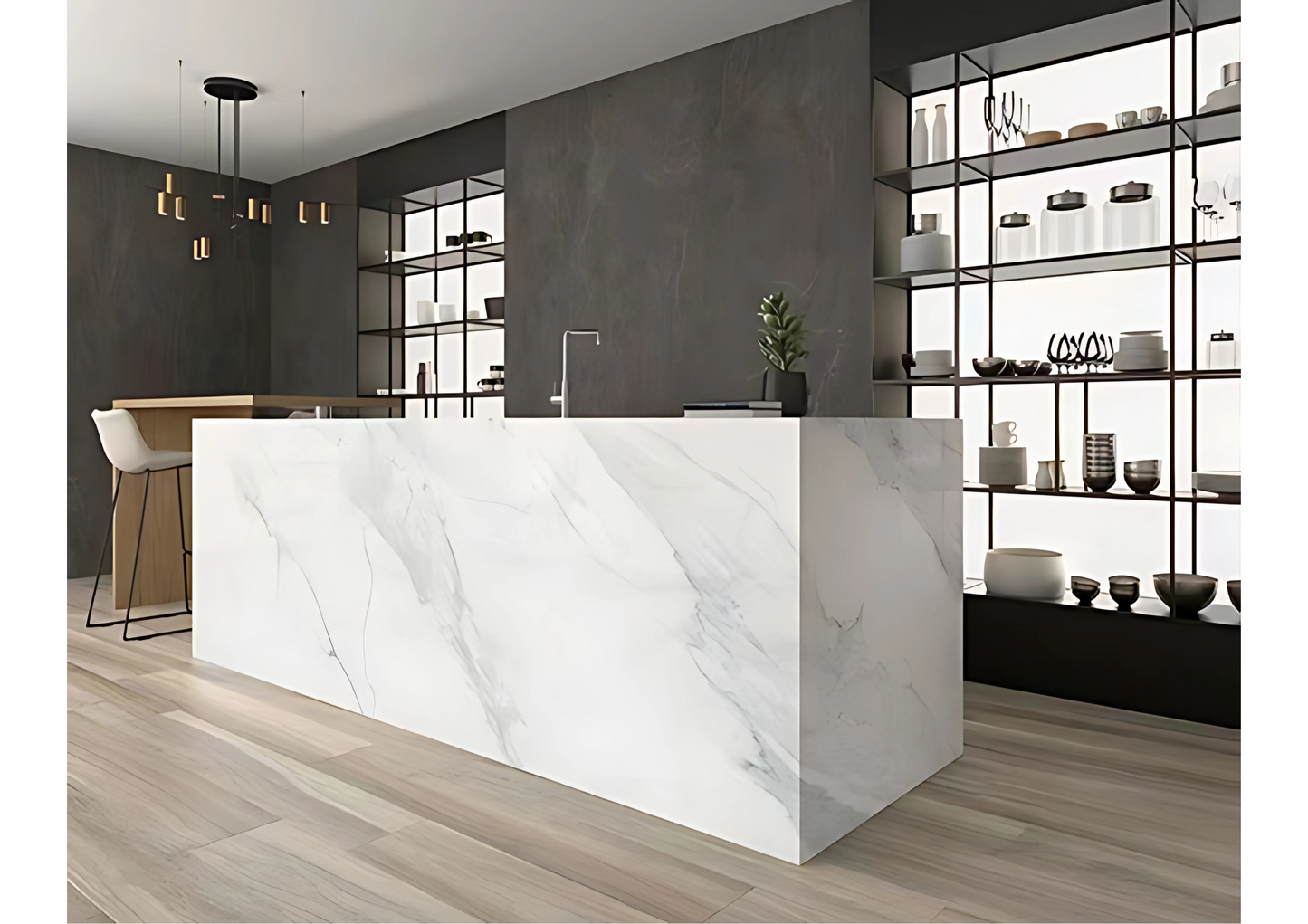 Normal Sintered Stone Slab - "Fish Belly White Gold | AB" Stone Pattern