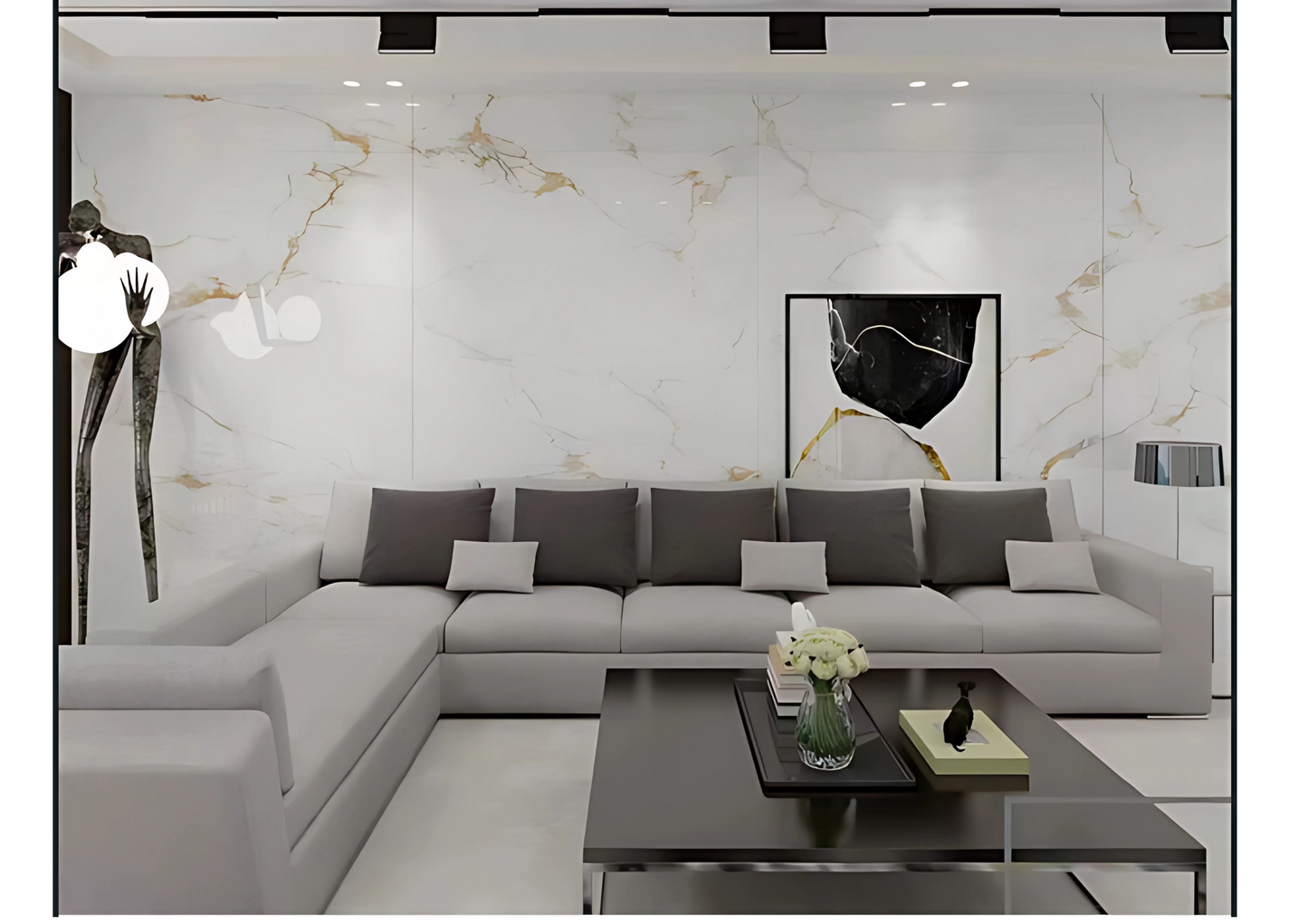 Normal Sintered Stone Slab - "Italian Platinum Flower | ABC" Stone Pattern
