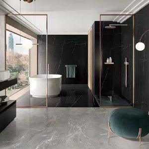 Normal Sintered Stone Slab - "Lauren Black Gold" Stone Pattern