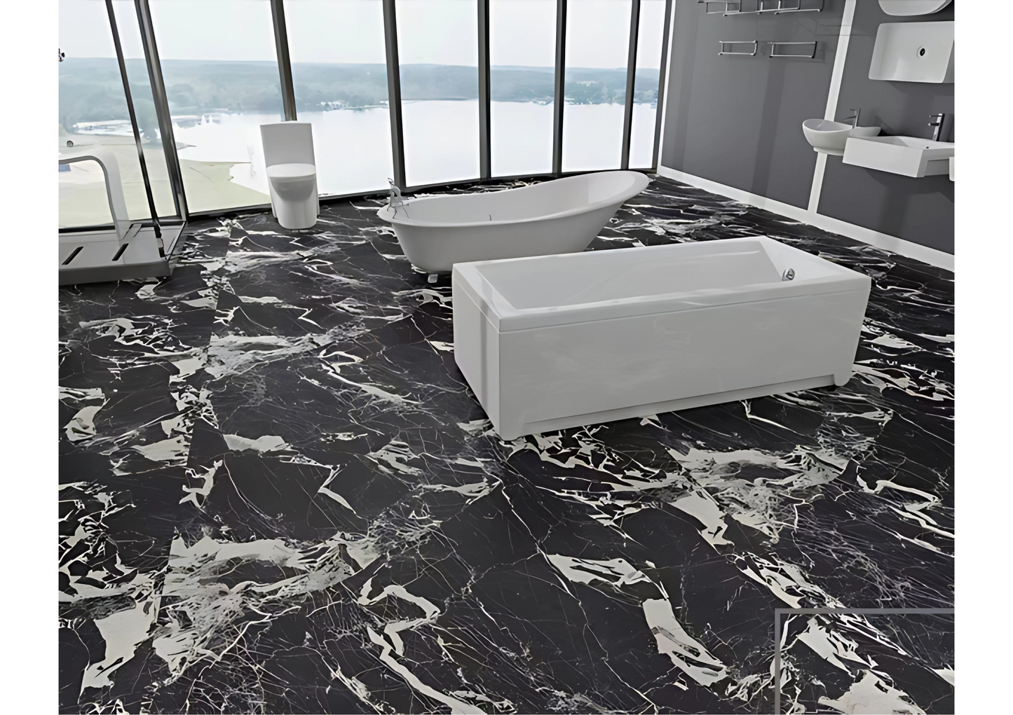 Normal Sintered Stone Slab - "Napoleon Black" Stone Pattern