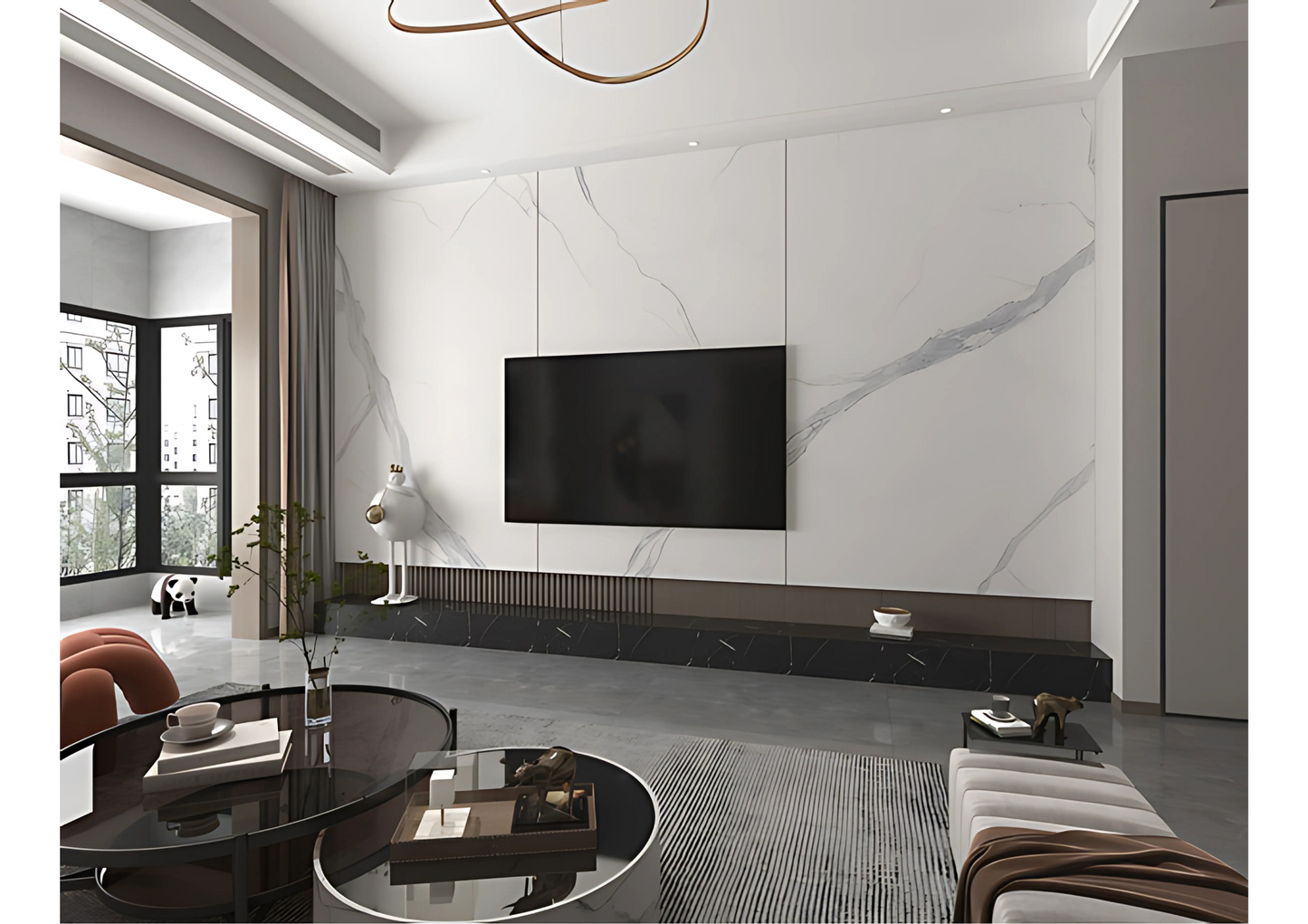 Normal Sintered Stone Slab - "New Victoria White | ABC" Stone Pattern