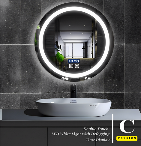 SMART MIRROR In-light Round | LED lights with Defogging, Bluetooth and Time Display,